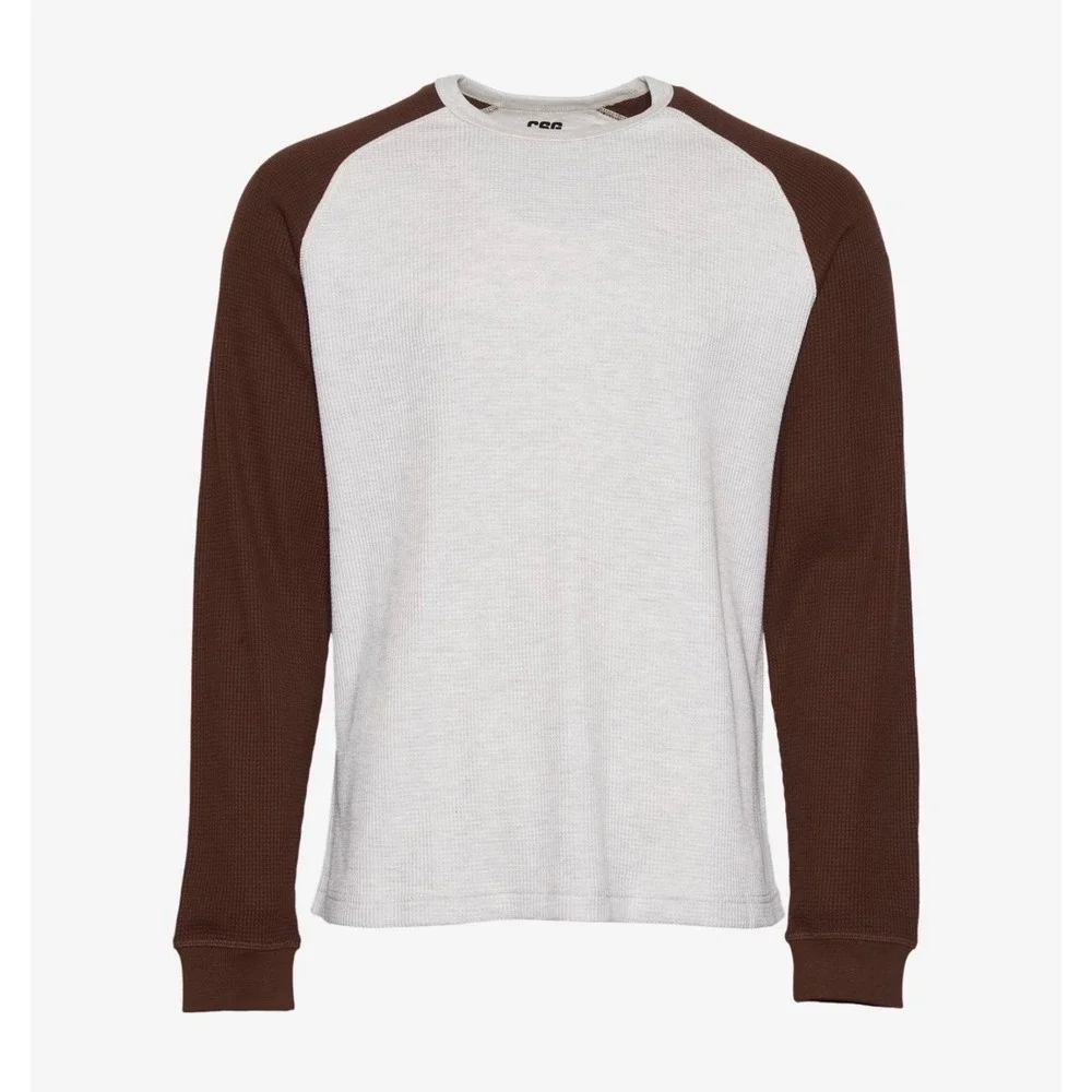 CSG Men's Raglan Thermal – Oatmeal & Chestnut – Small – NWT